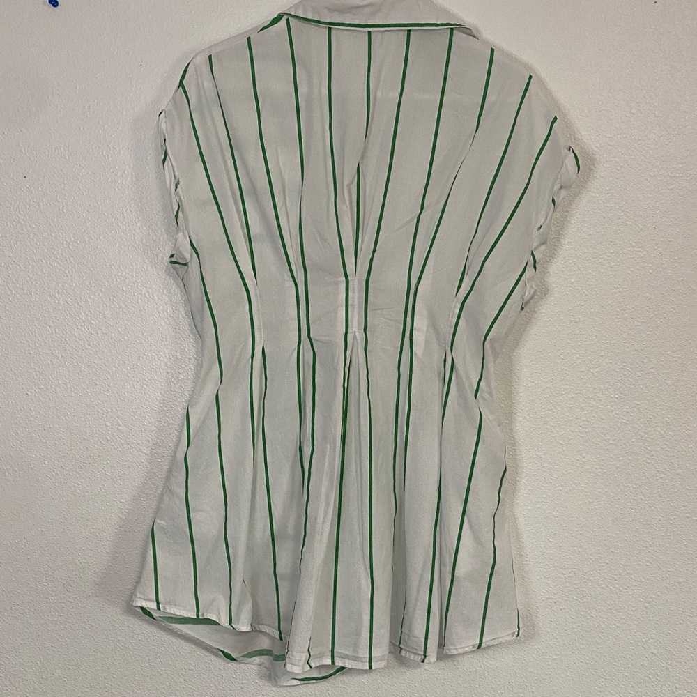 Elegant Green and White Striped Mini Dress - Picture 7 of 14